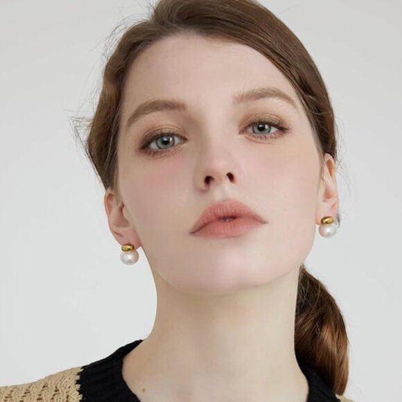 18K Gold Plated Pearl Drop Earrings - Picture 4 of 6